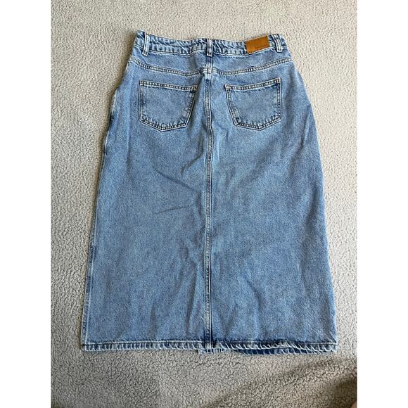 XLove Jean Skirt Medium Asymmetric High Low Slit Midi Mini Denim Grunge 90s Y2K - Picture 5 of 12